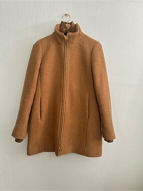 J. Crew Women's Lodge Camel/Tan Zip-Front Wool Stadium Coat